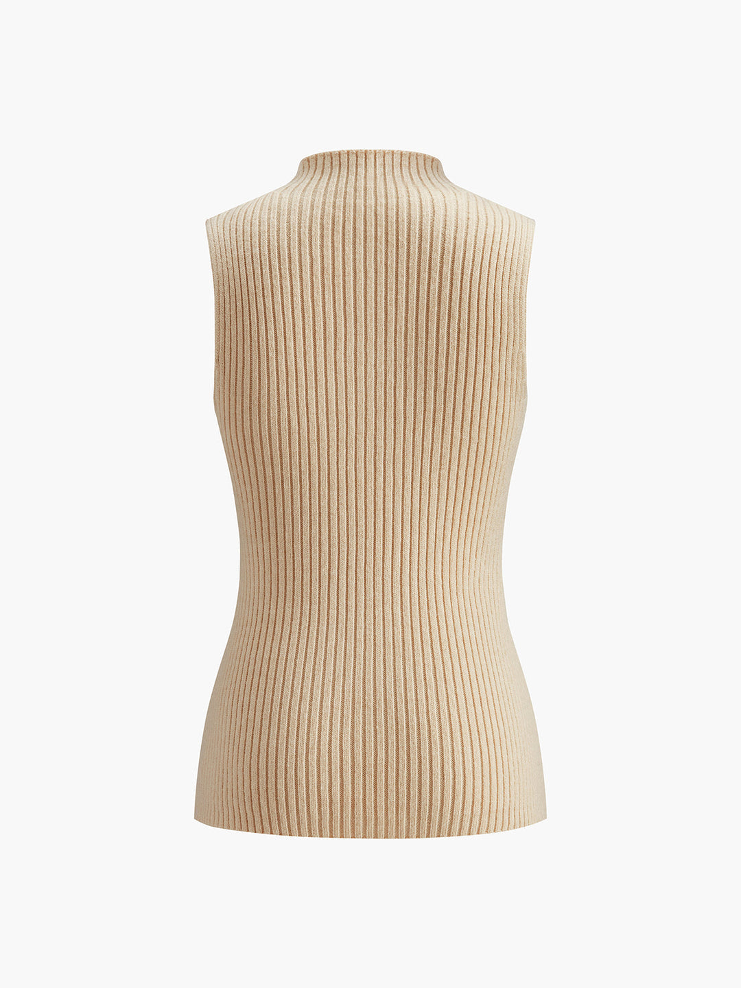 Modern silhouette women's ribbed sleeveless top with mock neck. A versatile fashion piece, perfect for everyday casual chic.