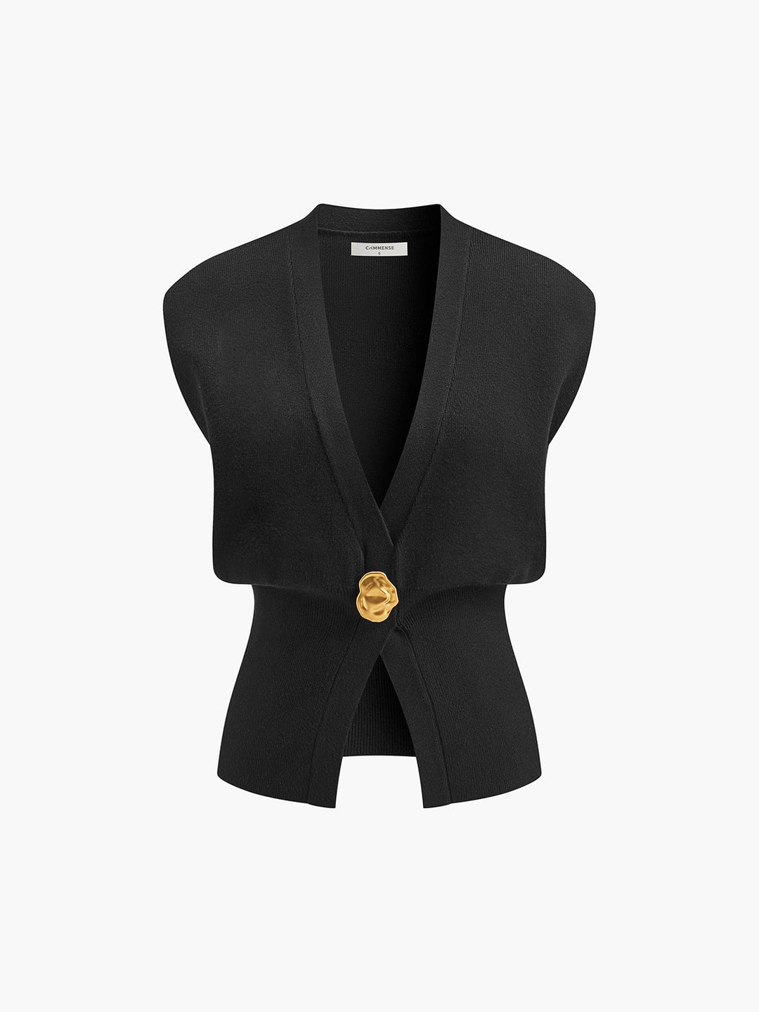 Office-friendly women's V-neck buttoned sweater vest, ideal for layering, a polished & professional look.