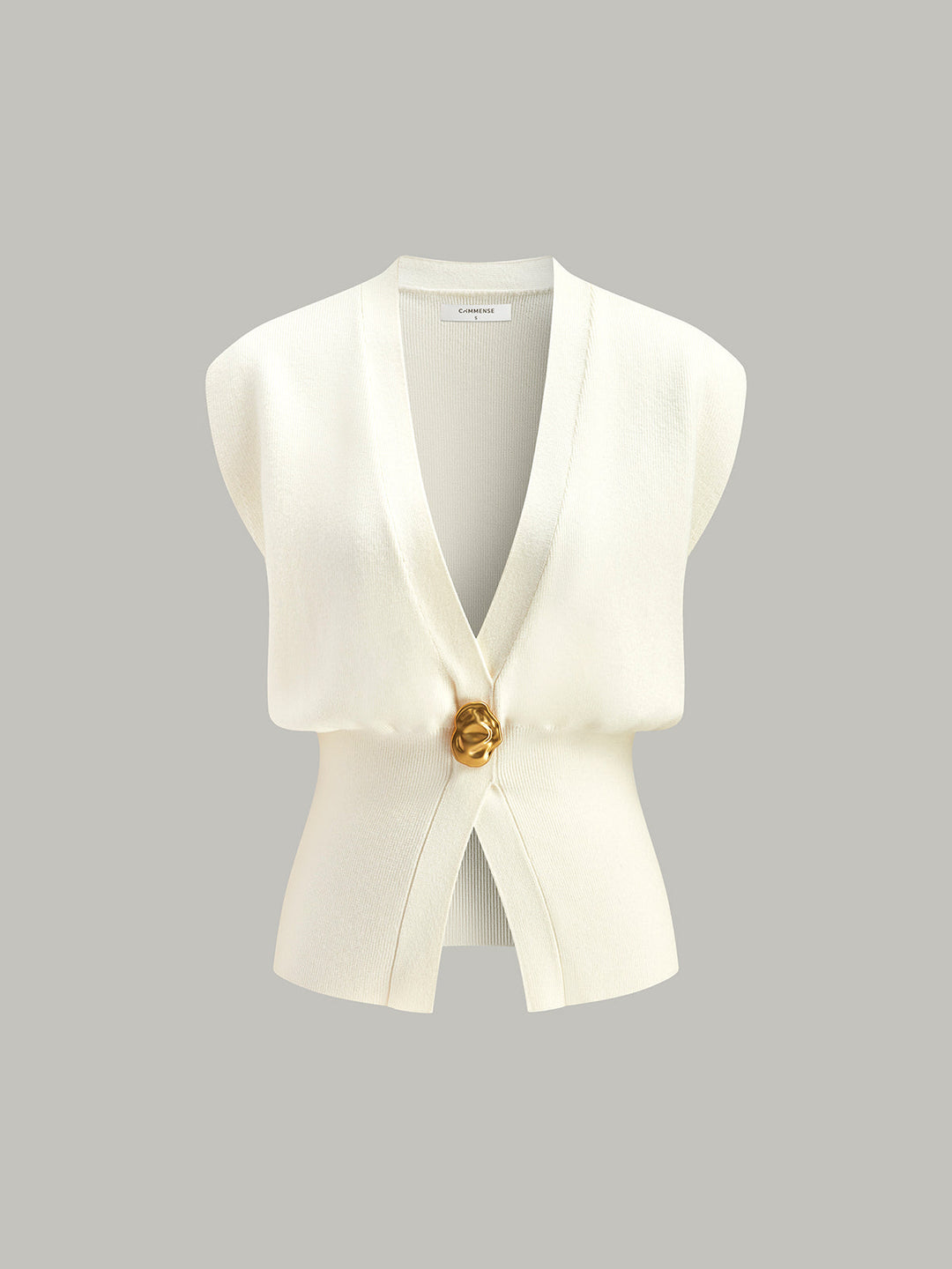 Stylish women's V-neck sweater vest with front buttons, ideal for versatile layering and elegant fashion.