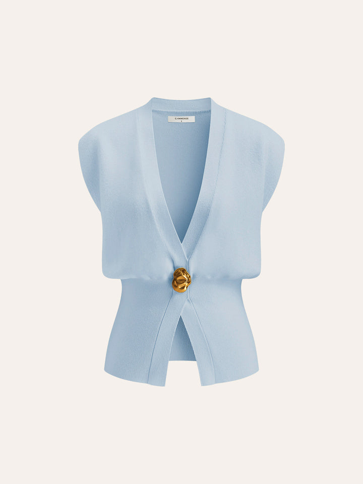 Versatile women's V-neck sweater vest, great for layering over blouses, creating smart casual and preppy looks.