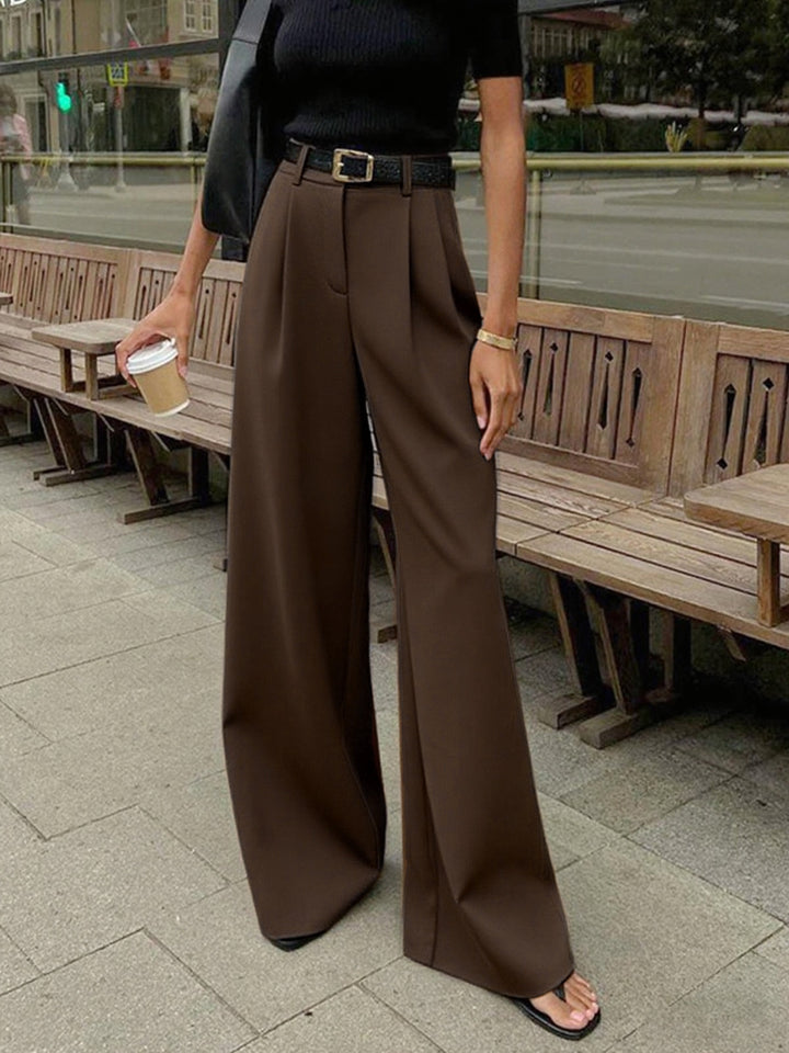 High-waist flowy wide-leg pants, women's design for comfortable, chic fashion.
