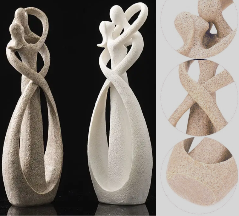 Modern abstract love symbol figurine, embodying timeless love & emotional harmony, unique tabletop decor.
