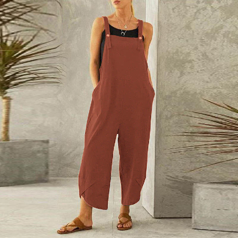 Women's Wide Leg Linen Jumpsuit