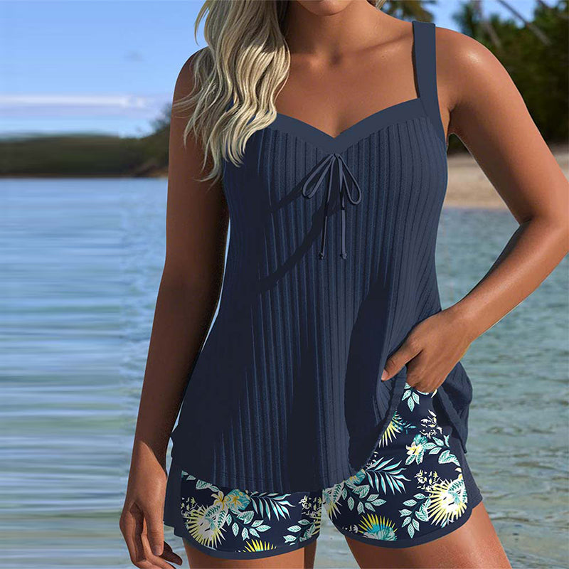 Women's Striped Tankini with Beach Shorts
