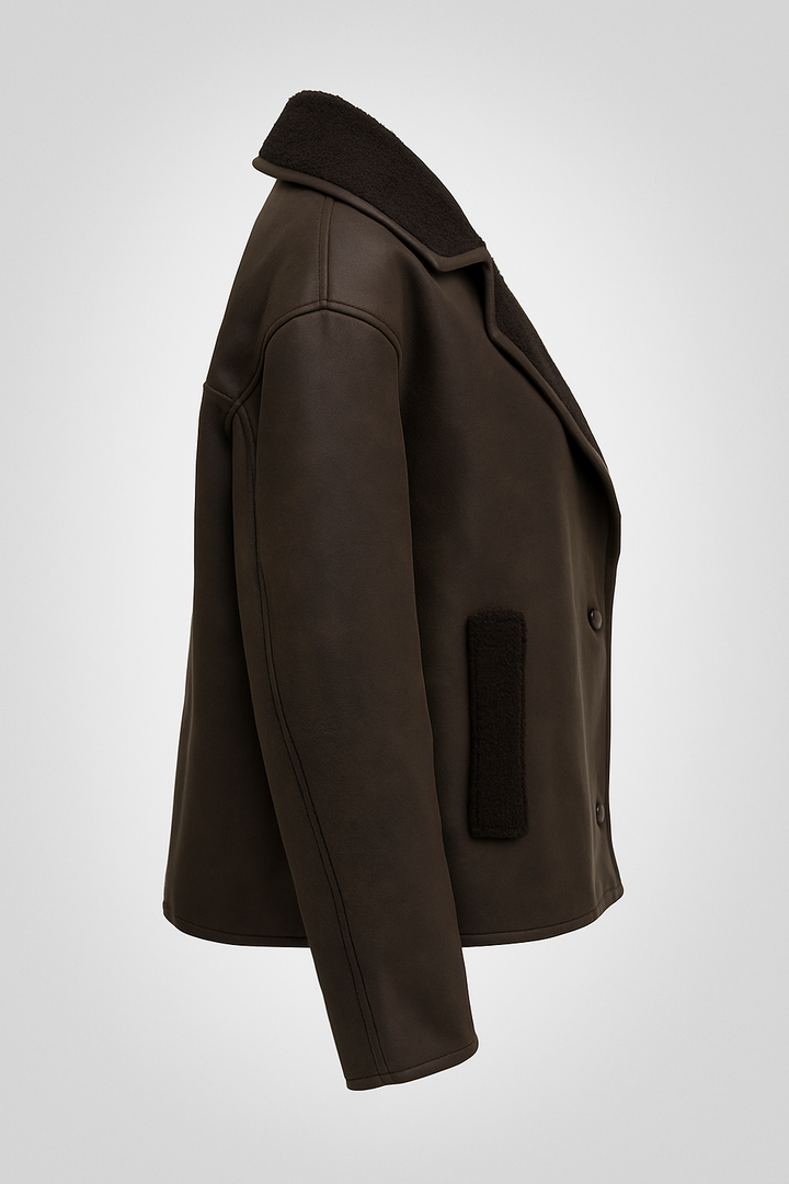 Sophisticated women's outerwear: a warm vintage jacket for elegant seasonal fashion.