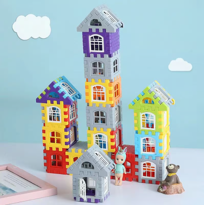 Toddler activity set: vibrant building blocks developing fine motor skills and encouraging creative construction.