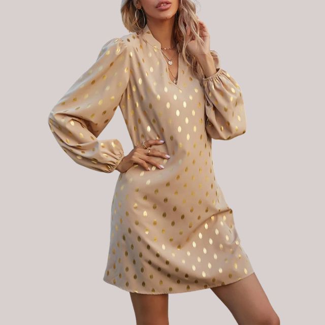 Alyssa Gold Polka Dot Mini Dress