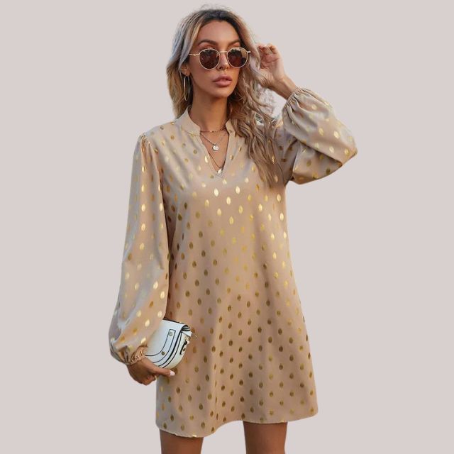 Alyssa Gold Polka Dot Mini Dress