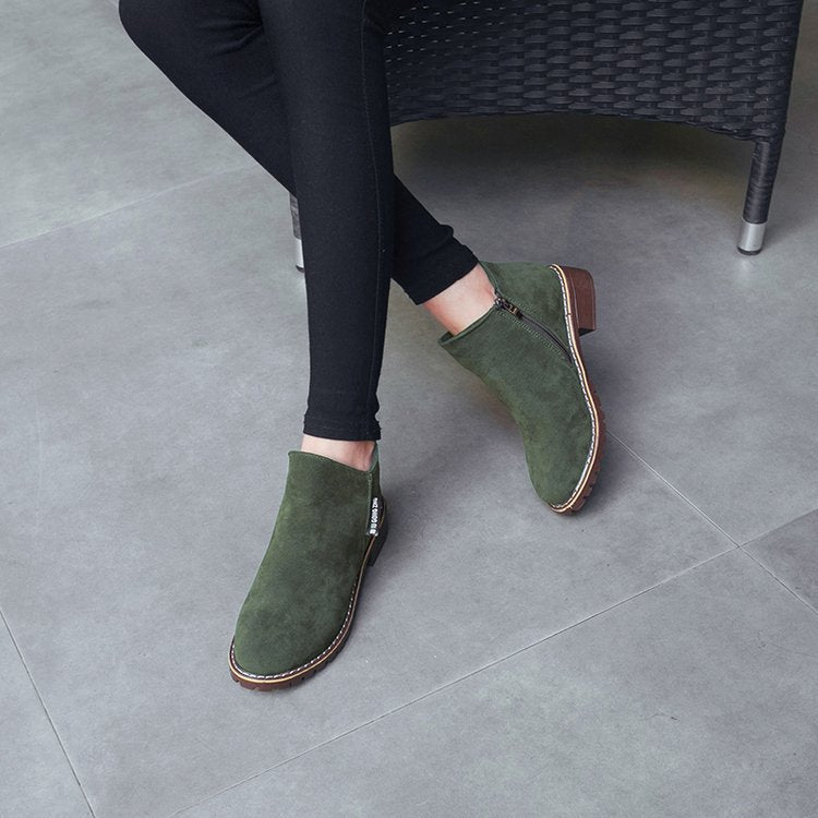 Chic women's block heel ankle boots, perfect for modern everyday & dress wear.