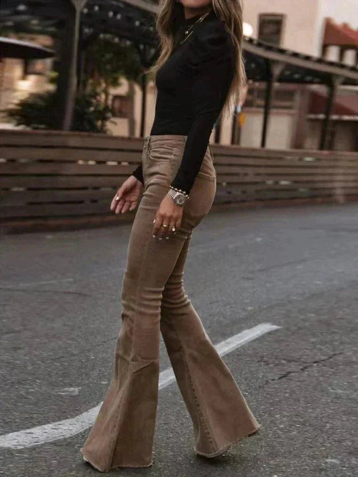 Elegant & comfortable women's bell bottom pants. Flared wide leg design for a versatile, chic look.