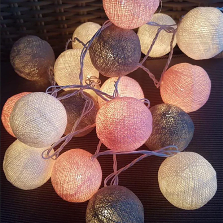 Compact cotton ball LED lights, great for small spaces, dorm rooms, or travel decor.