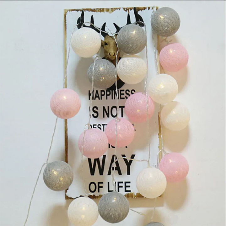 Versatile cotton ball LED lights, suitable for indoor use, parties, weddings, and events.