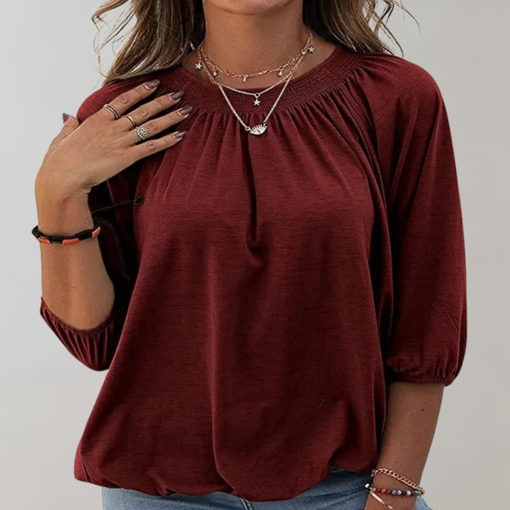 Stylish women's casual top, short sleeve, versatile for everyday & summer outfits.