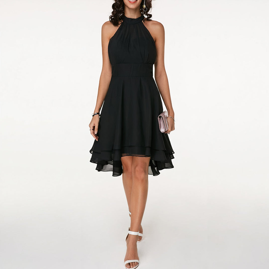 Exquisite women's ruffled mini party dress, a sophisticated option for special evening occasions.