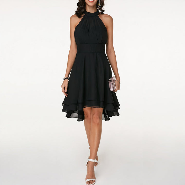 Exquisite women's ruffled mini party dress, a sophisticated option for special evening occasions.