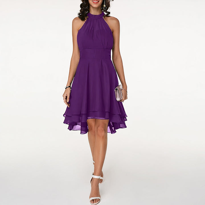 Chic women's ruffled mini party dress, perfect cocktail attire for evening events.
