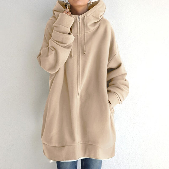 Women's relaxed fit oversized hooded jacket. Cozy & comfortable outerwear, ideal for everyday casual style.