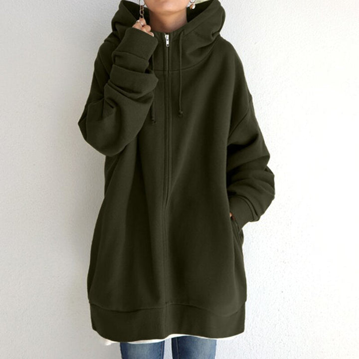 Comfortable women's oversized hoodie jacket, a versatile outerwear piece for cozy casual style.
