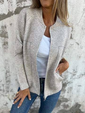 Lightweight women's zip vest in soft fabric, perfect casual outerwear for all-season layering.