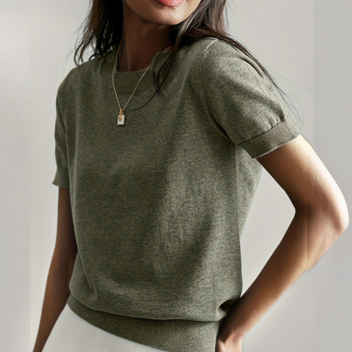 Relaxed fit women's short sleeve crew neck top. Comfortable & chic, perfect for versatile everyday casual styling.