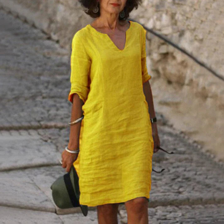 Comfortable relaxed midi dress, an elegant wardrobe staple for everyday women.