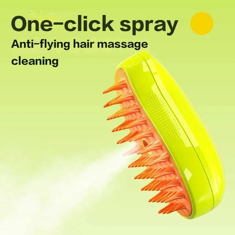 Versatile 3-in-1 steaming cat brush for grooming, deshedding, and gentle pet massage. Ultimate cat care tool.