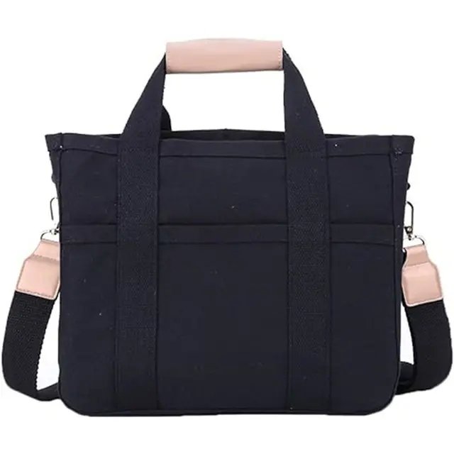 Durable & stylish women's multi-pocket canvas tote bag, an essential everyday shoulder purse.