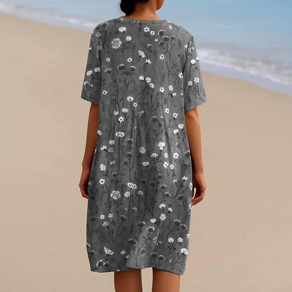 Gray Floral Dress