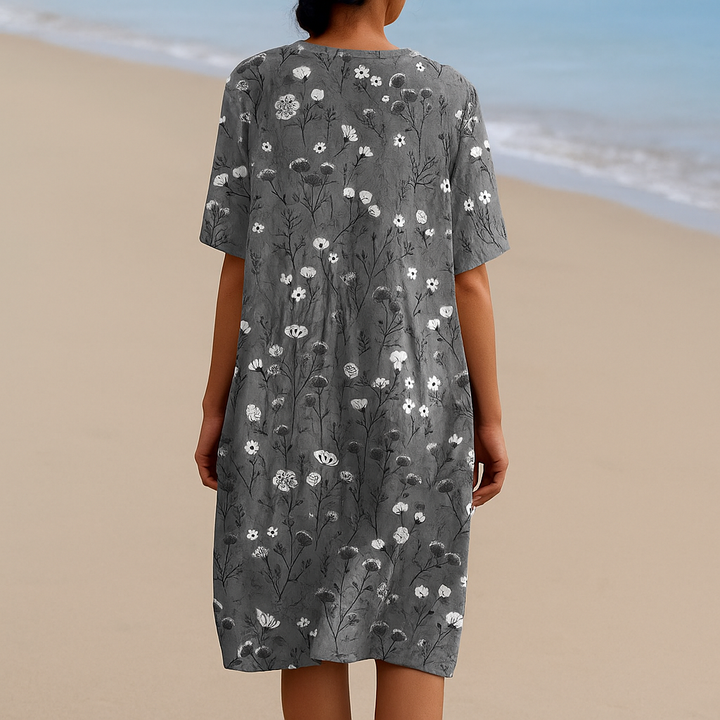 Gray Floral Dress