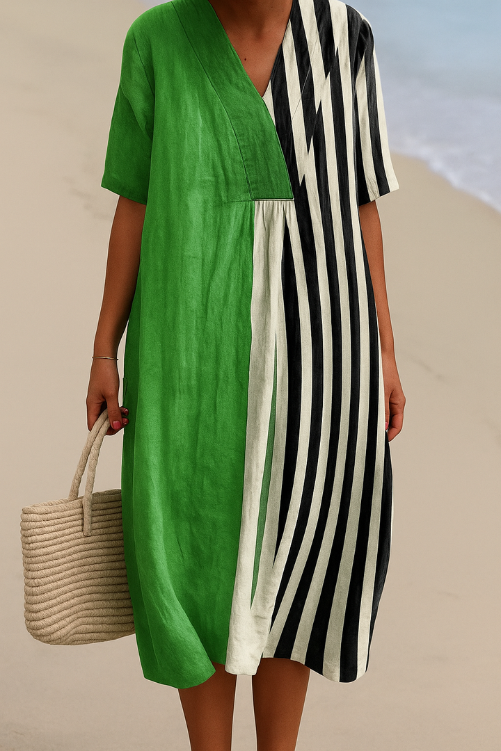 Women's Green & Black Stripe Dress