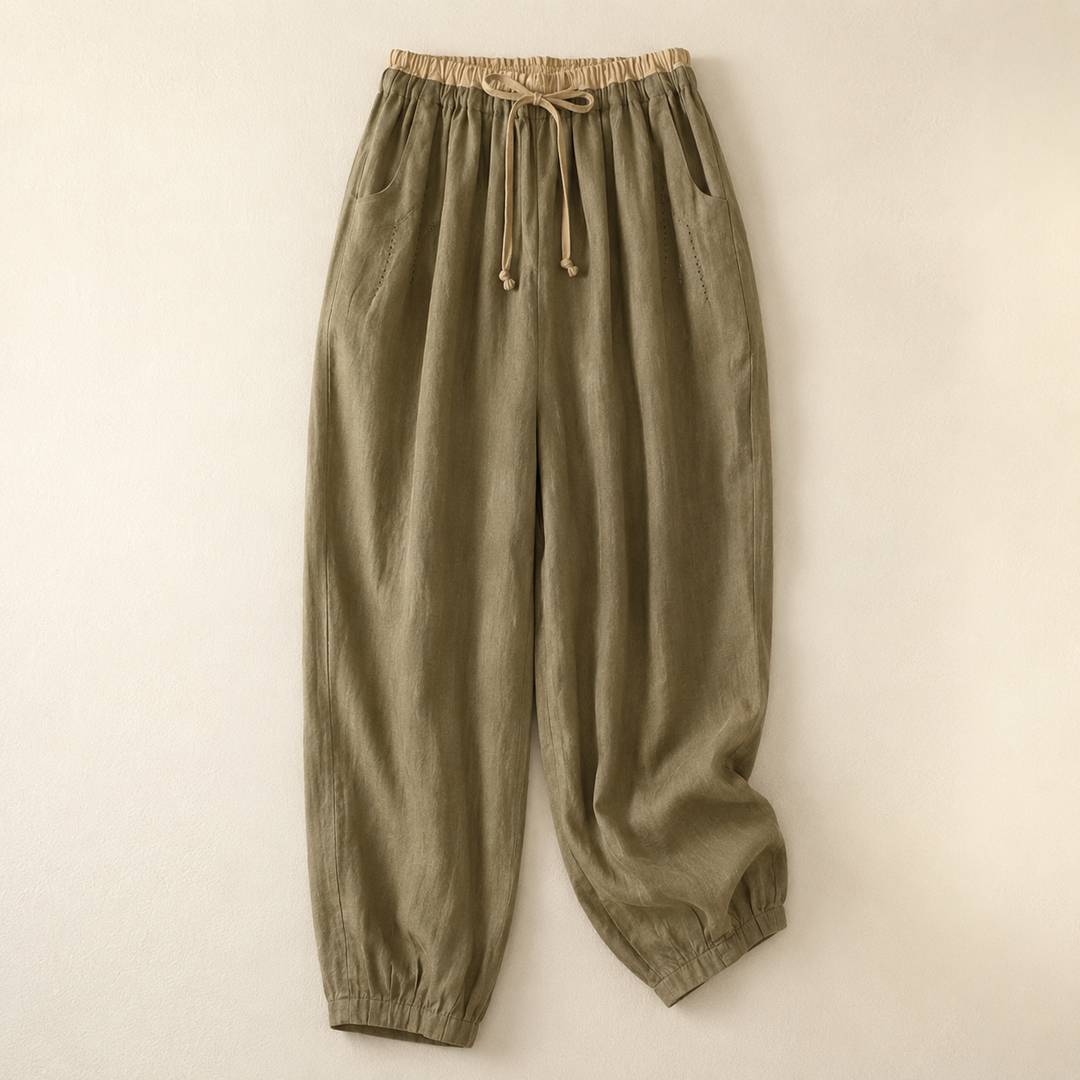 Stylish women's relaxed fit summer pants with a comfortable, lightweight design, great for everyday casual fashion.