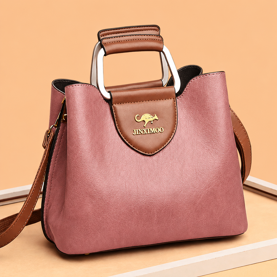 Stylish genuine leather women's shoulder bag, an elegant and sophisticated fashion accessory for any occasion.