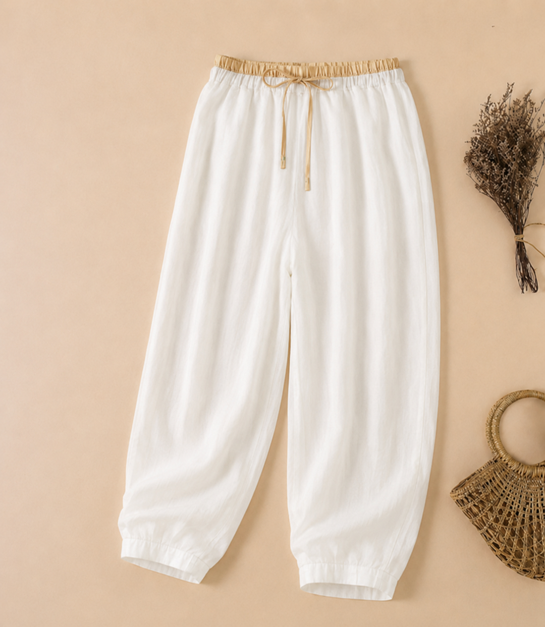Women's lightweight relaxed fit summer pants, perfect for comfortable casual wear and vacation outfits. Breathable fabric.