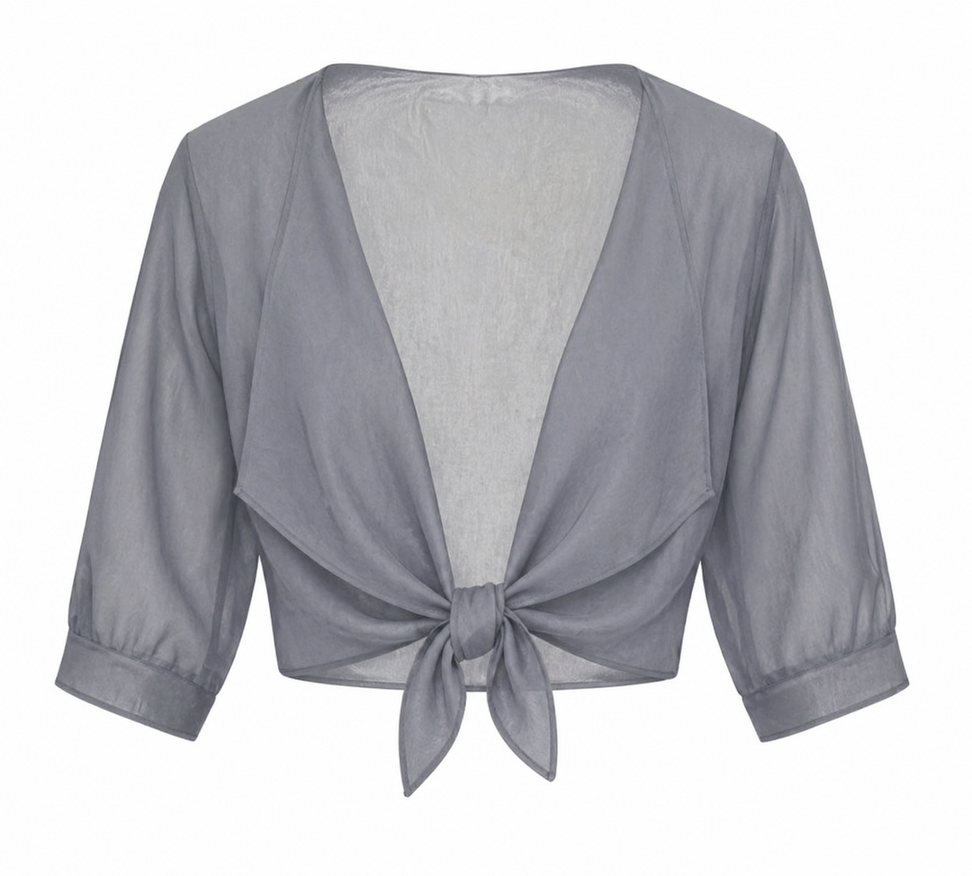 Women's Sheer Chiffon Tie Front Crop Cardigan