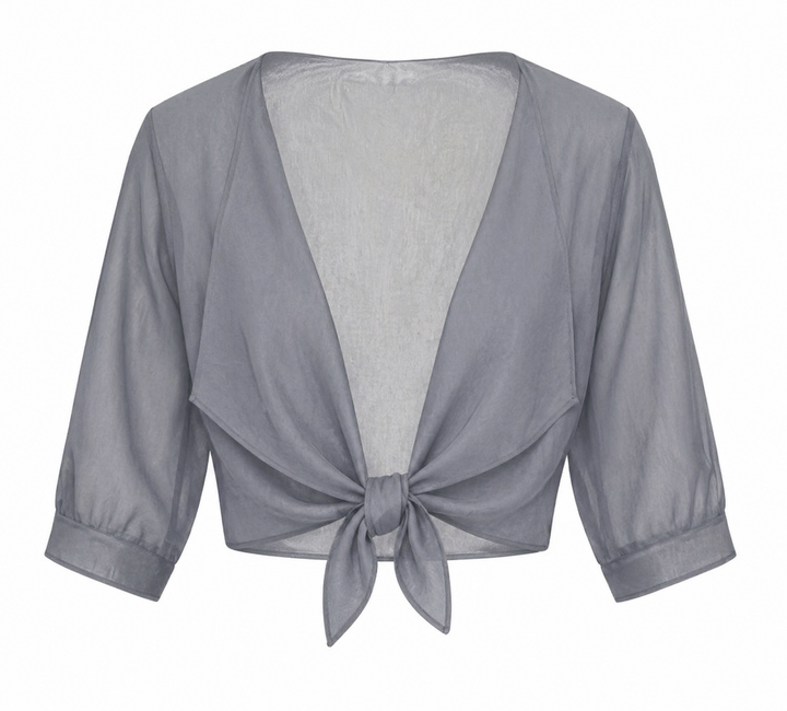 Women's Sheer Chiffon Tie Front Crop Cardigan