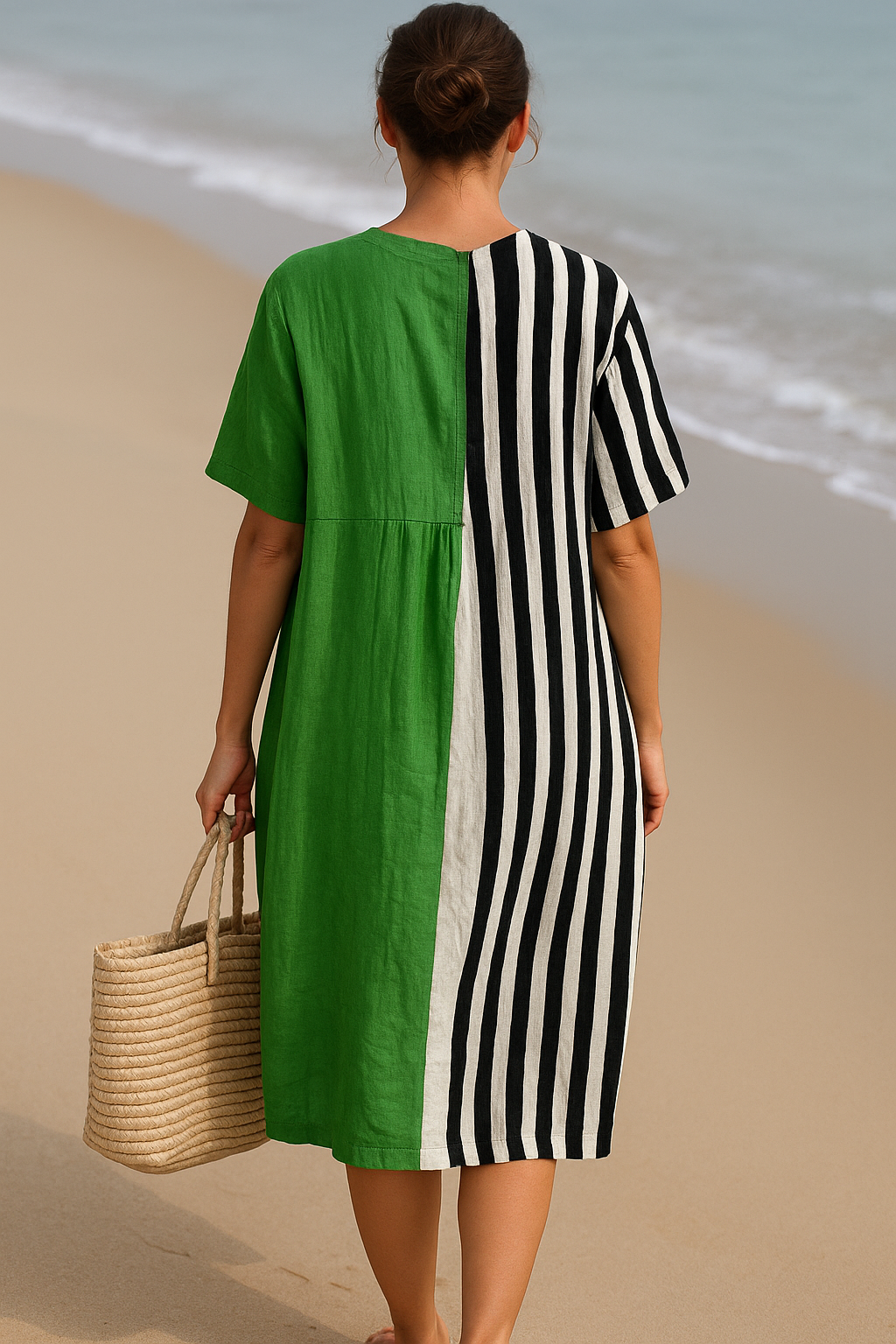 Women's Green & Black Stripe Dress