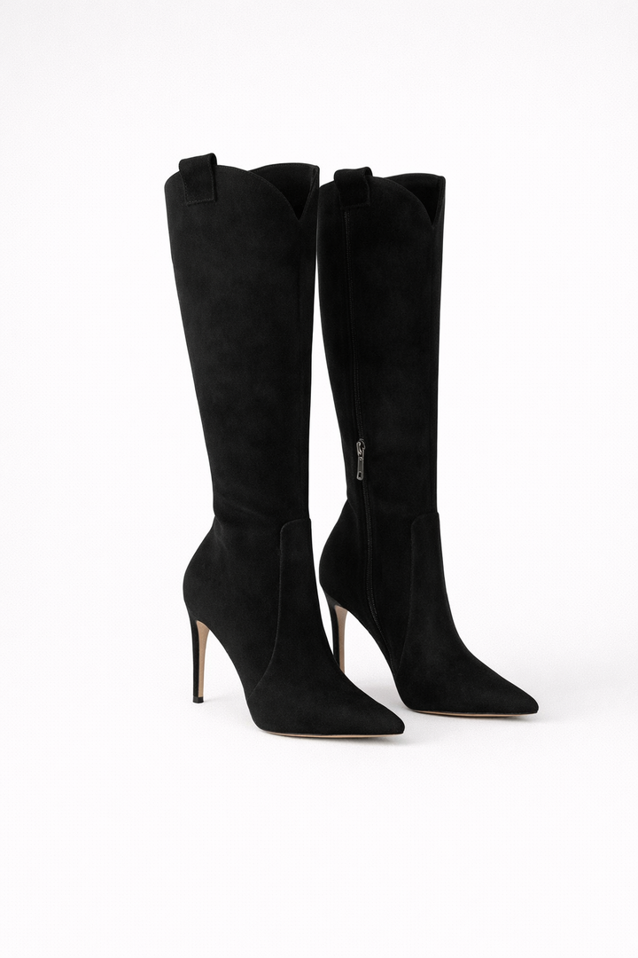 Women's dressy knee-high boots with an elegant high heel, perfect for formal occasions.
