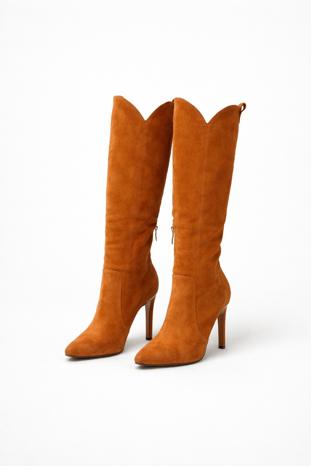Stylish women's black knee-high boots featuring a slender high heel for a chic look.