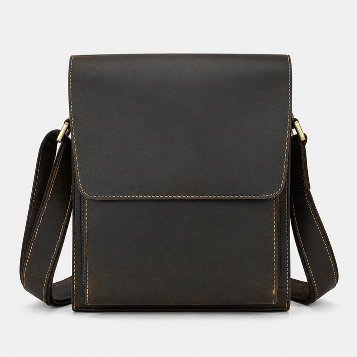 Organized women's dark brown faux leather shoulder/crossbody bag, a chic versatile handbag.