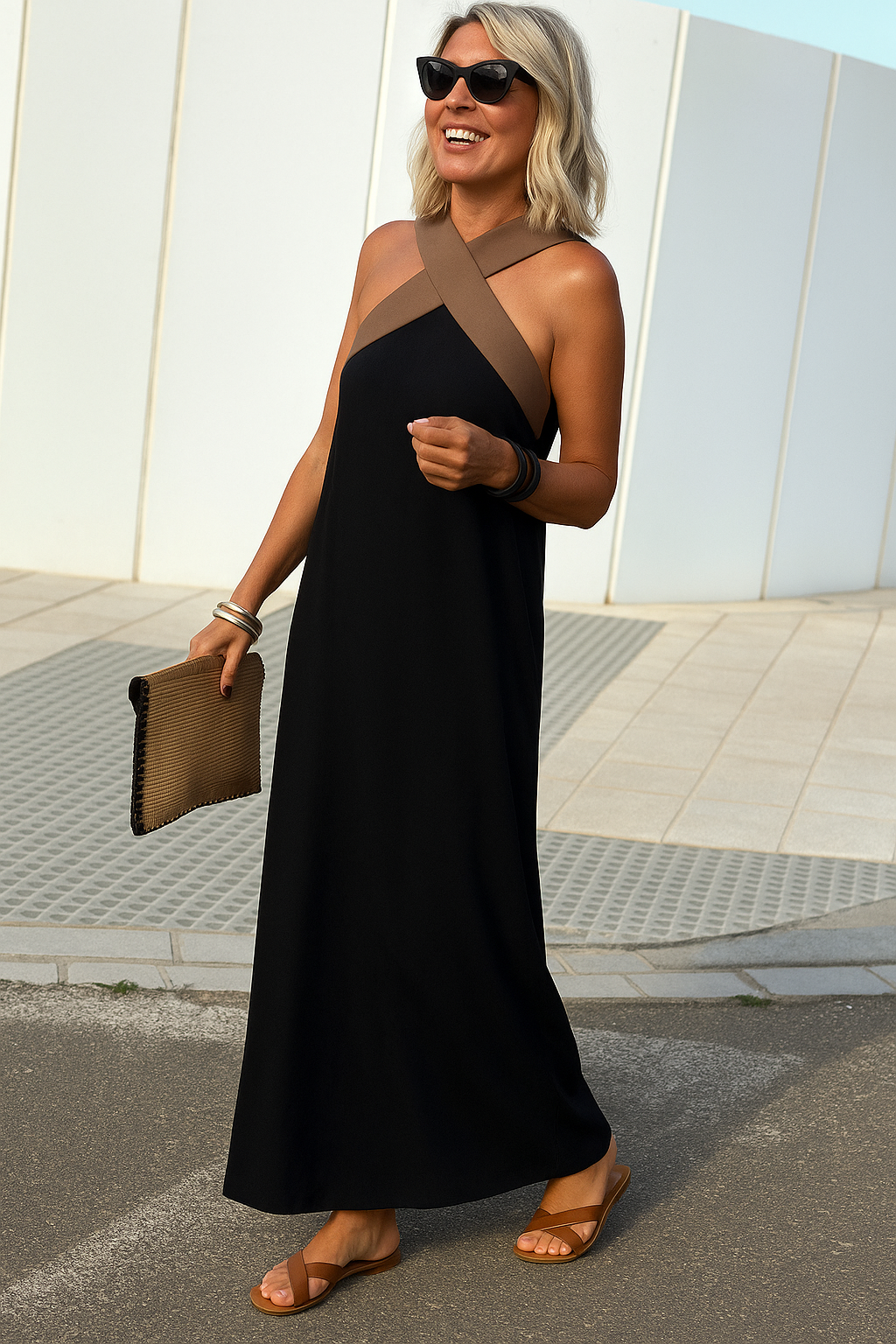 Women's Maxi Dress - Breathable Comfort Crossover Style