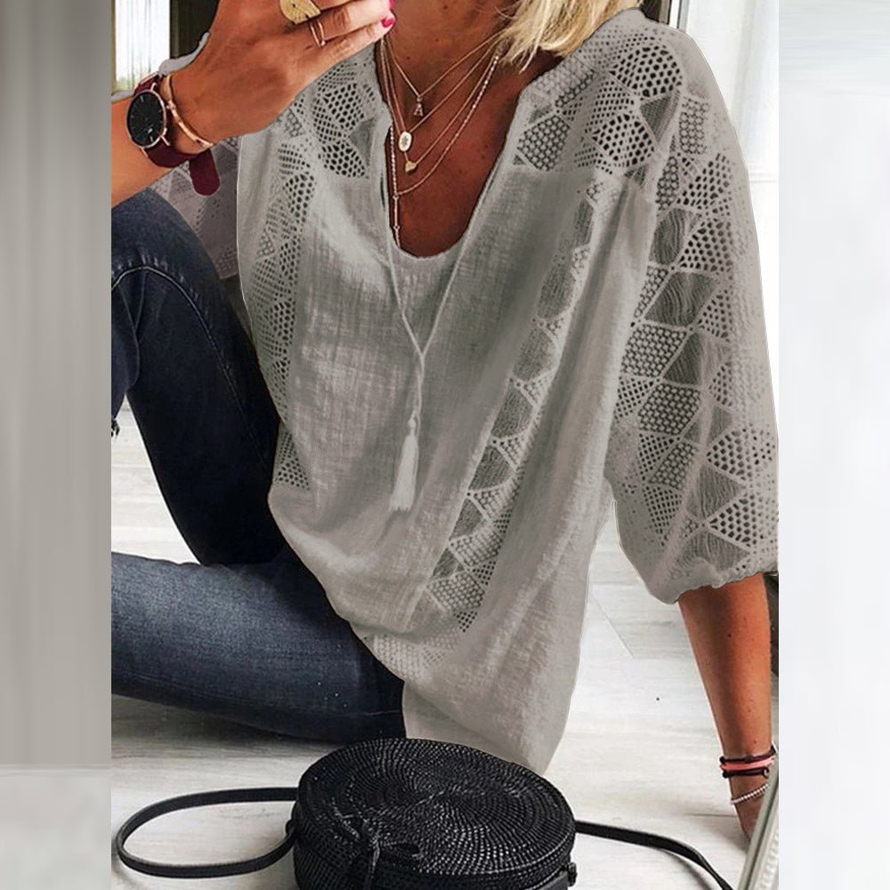 Stylish black Chic Accent Women's Blouse, comfortable and elegant top for versatile professional or casual wear.