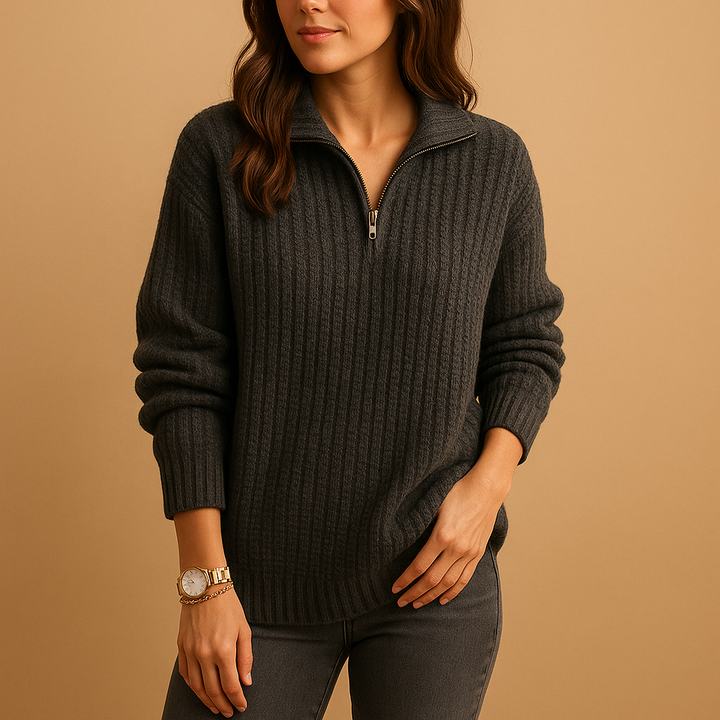 Cozy women's half-zip pullover, comfortable and versatile for everyday layering.