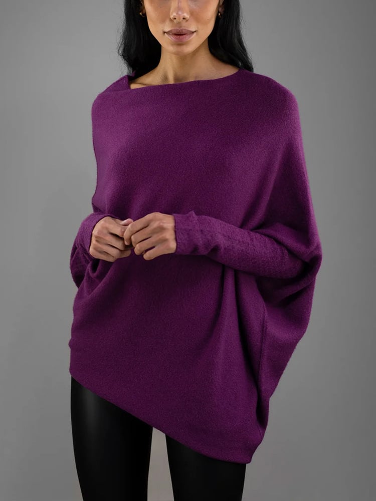 Green relaxed fit off-shoulder sweater, women's long sleeve knit for fall, perfect for elegant casual wear.