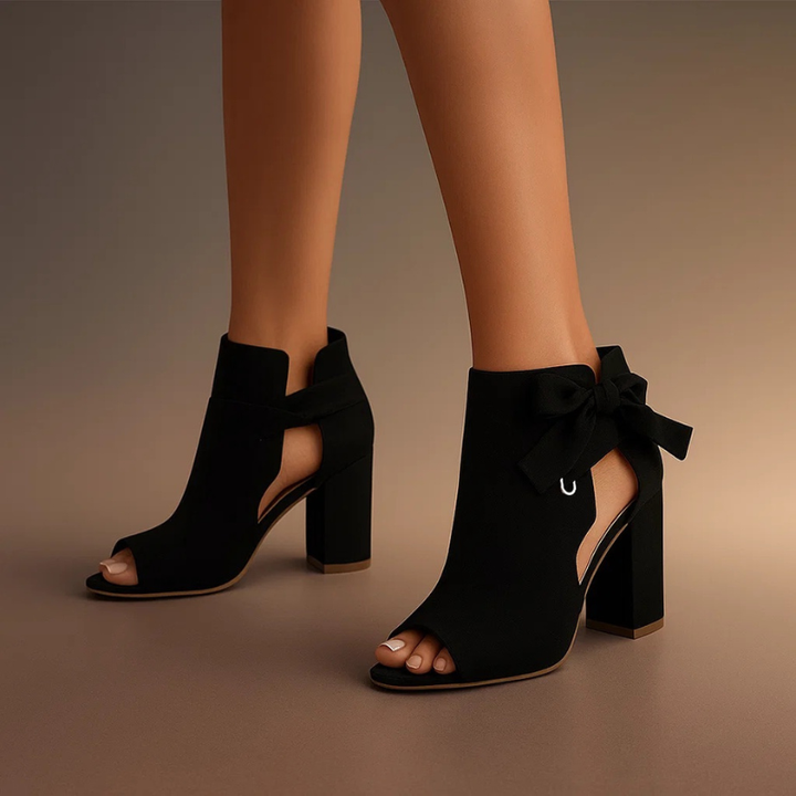 Chic women's peep toe block heels. Elegant, comfortable, and versatile for office, parties, & formal wear.