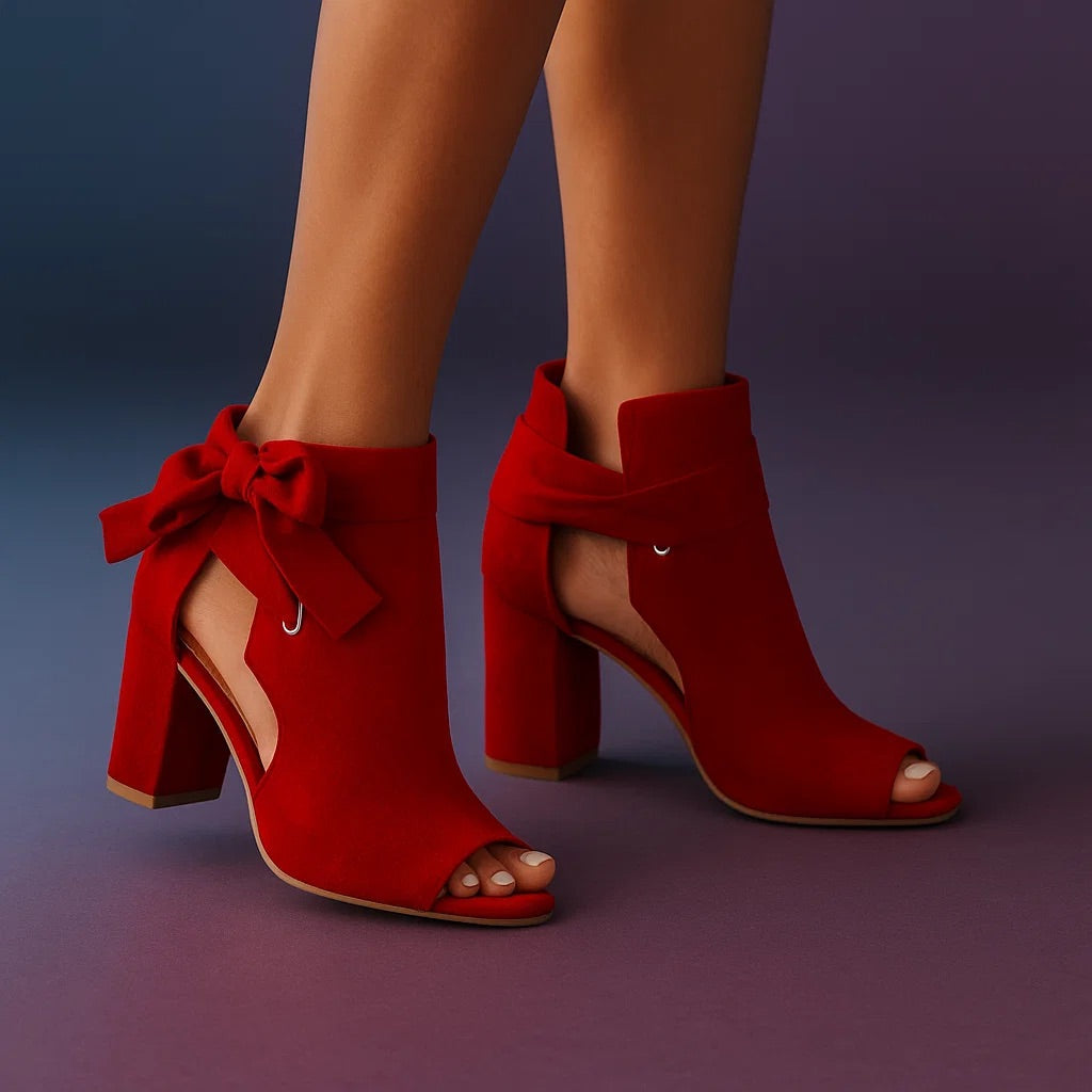 Formal women's dress shoes, peep toe block heels with comfortable design, perfect for elegant attire.