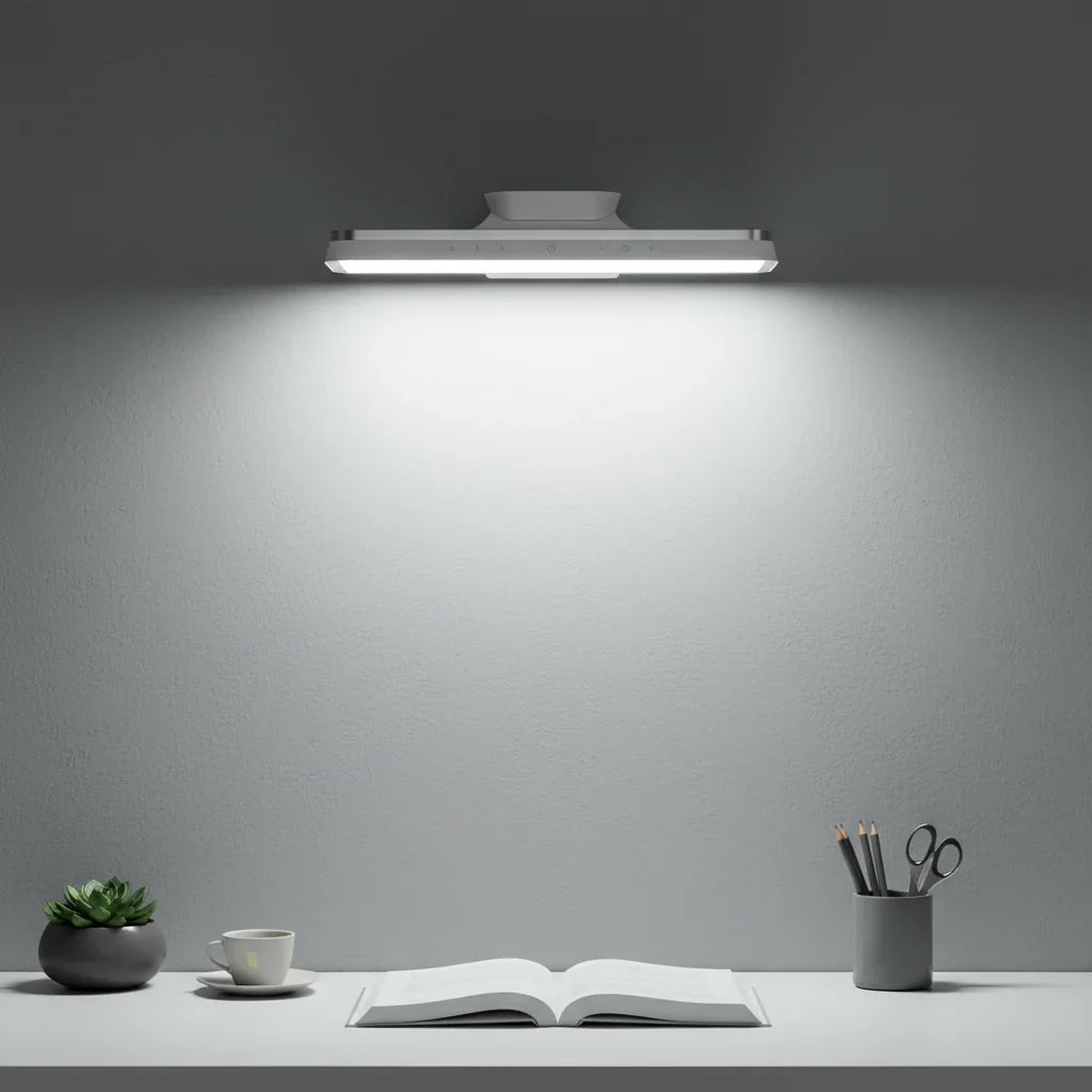 Sleek wireless LED lamp for modern homes & offices. Portable, magnetic, offers adjustable light for various needs.