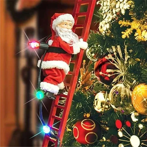 Animated Climbing Santa Claus Christmas decoration, perfect for festive holiday decor or a Christmas tree.
