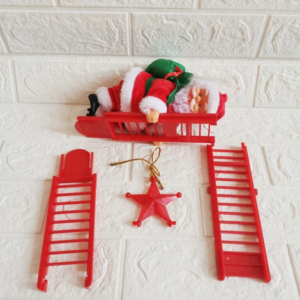 Festive animated Climbing Santa Claus Christmas decoration with music, ideal for seasonal holiday home decor.