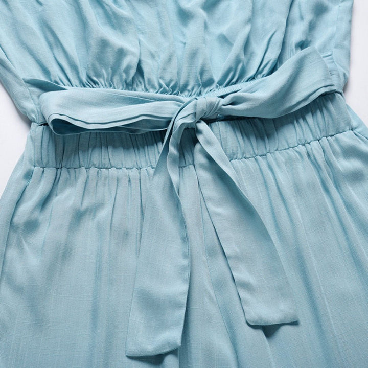 Women's Strapless Wide Leg Jumpsuit Tie Waist