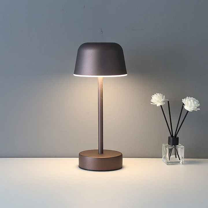 Contemporary cordless LED table lamp, dimmable, an ideal modern accent for home decor.
